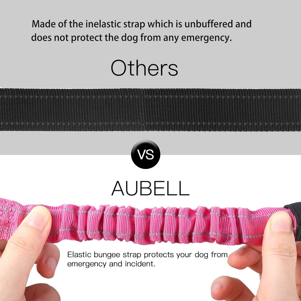 AUBELL Dog Seat Belt for Car,Updated 3-in-1 Adjustable Reflective Bungee Heavy Duty Dog Car Harness