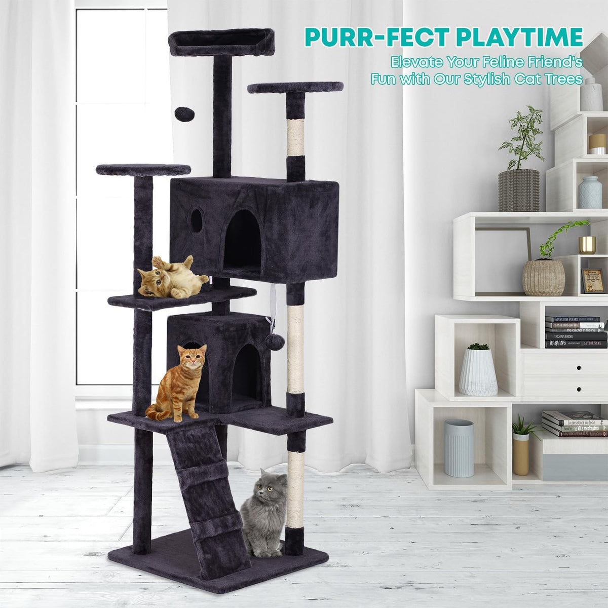 FDW Cat Tree 70in Cat Tower Multi-Level Durable Cat Scratching Post & Cozy Fun Cat Jumping Platform