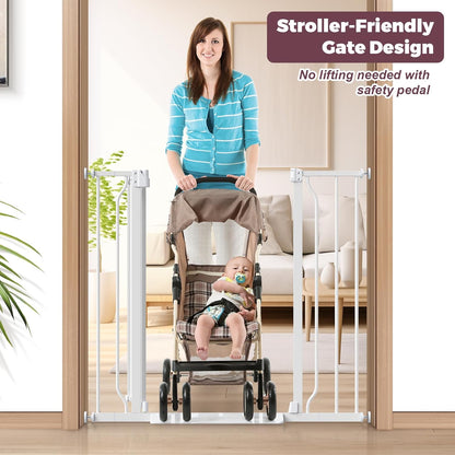 34" Extra Tall Baby Gate for Stairs, Auto Close Stroller Friendly Dog Gate Indoor for Doorways