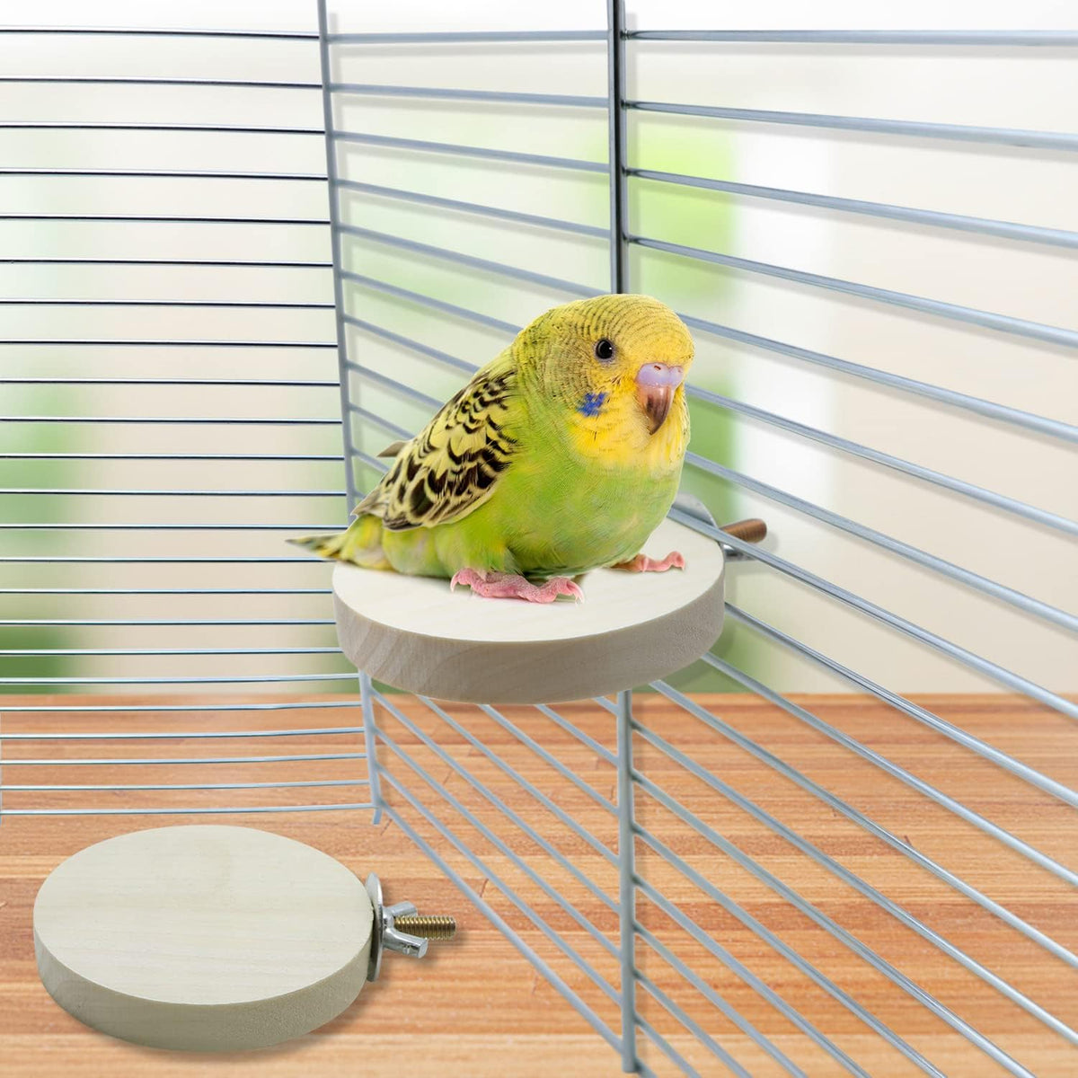 2 Pieces Bird Perch Platform Wooden Stand Toy for Small Bird Parrot Parakeet Cockatiel Budgie