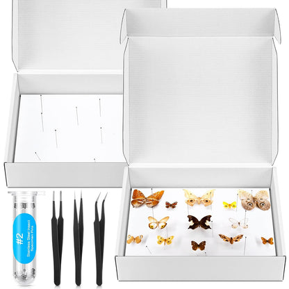 Taiyin 2 Sets Insect Pinning Kits Include 2 Insect Pinning Boxes 2 Insect Pinning Boards 100 Insect