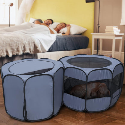 EighteenTek XLarge 2-in-1 Pop up Dog Playpen, Assembly-Free, with Leakproof Pet Pee Pads,Portable