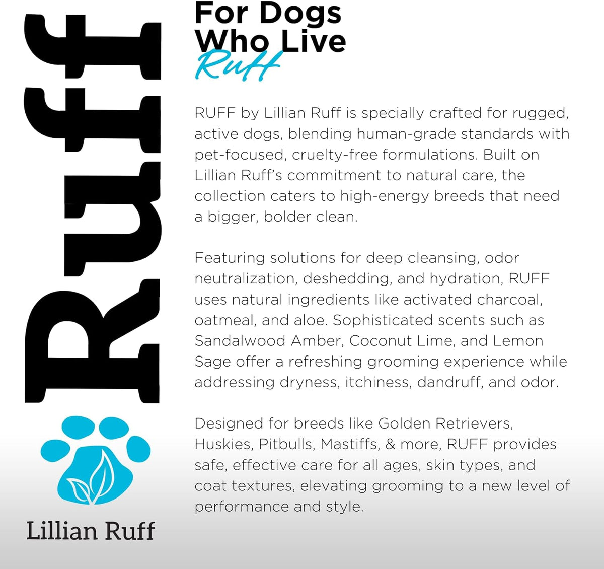 Ruff by Lillian Ruff Sandalwood Coconut Oatmeal Conditioner for Dogs – Moisturizes & Soothes Dry