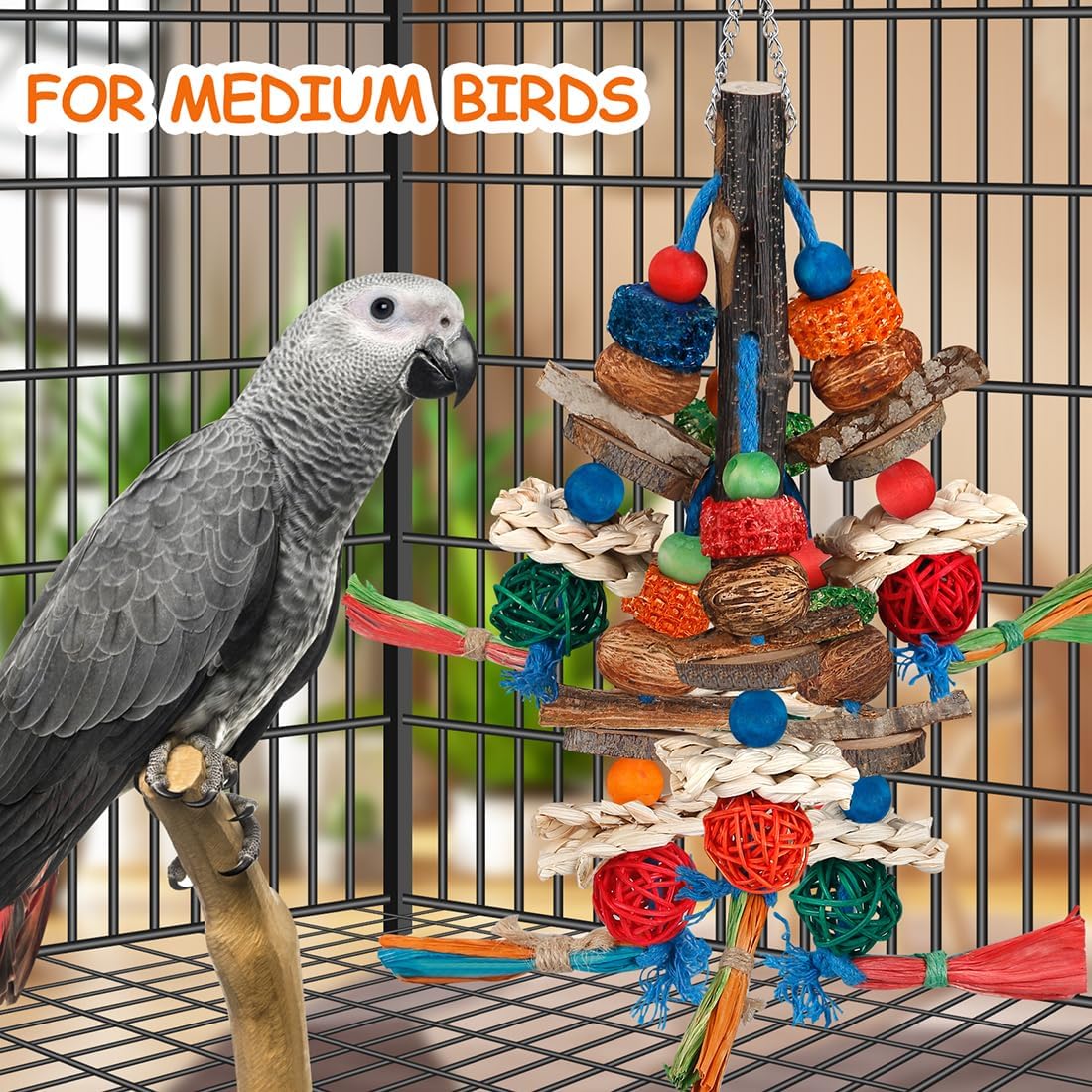 Bird Toys,Parrot Toys Exciting Chewing Fun for Parakeets,Cockatiels,Conures,Lovebirds,African Gray