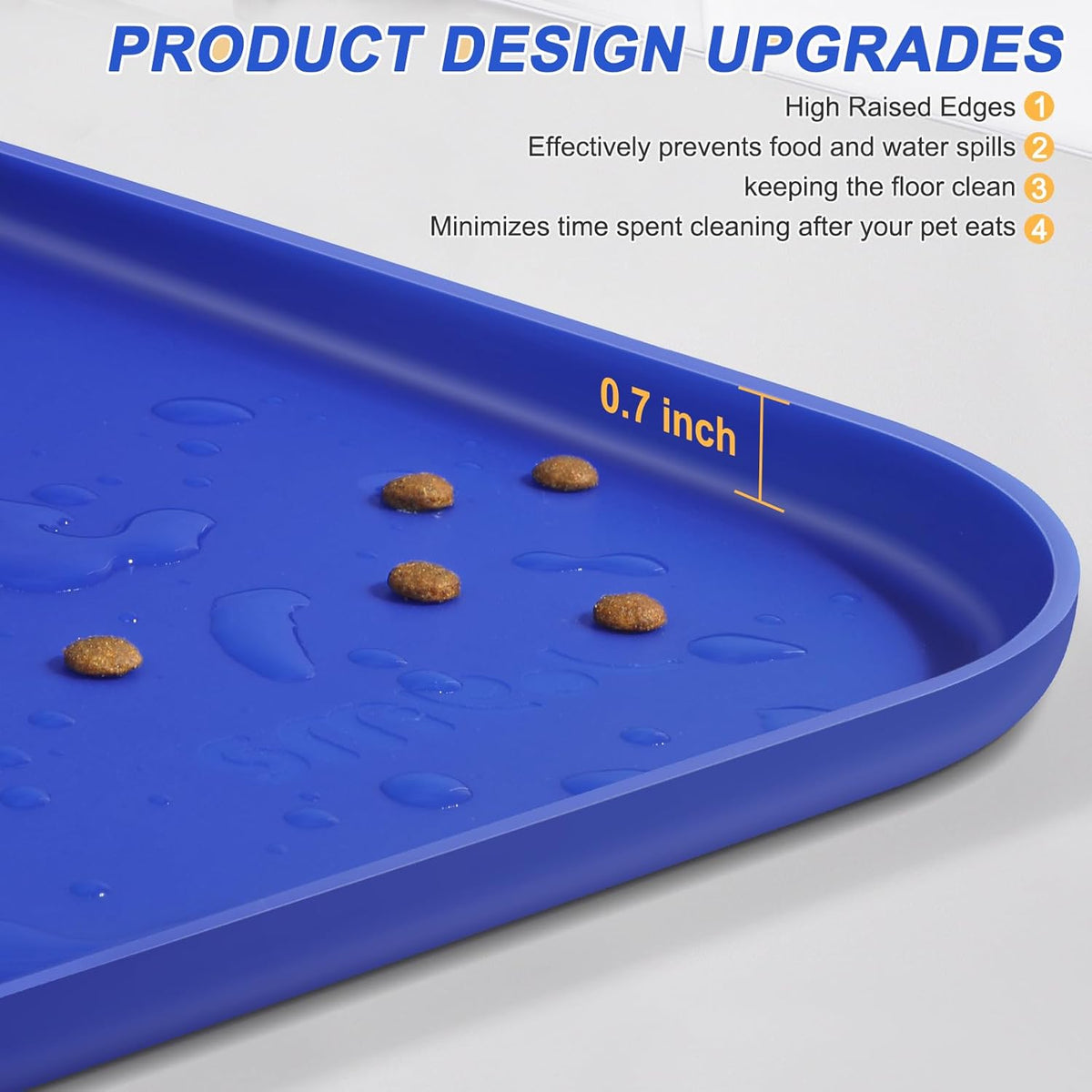Silicone Pet Feeding Mat with Raised Edge for Food and Water, Dog Bowl Mats, Cat Bowls Placemat