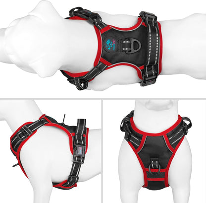 PHOEPET 2019 Upgraded No Pull Dog Harness, Reflective Adjustable Vest, with a Training Handle + 2
