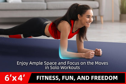 Large Exercise Mat for Home Workout,12‘x6’/10'x6'/9'x6'/8'x6'/7'x5'/6'x4' (7mm) Extra Thick Workout