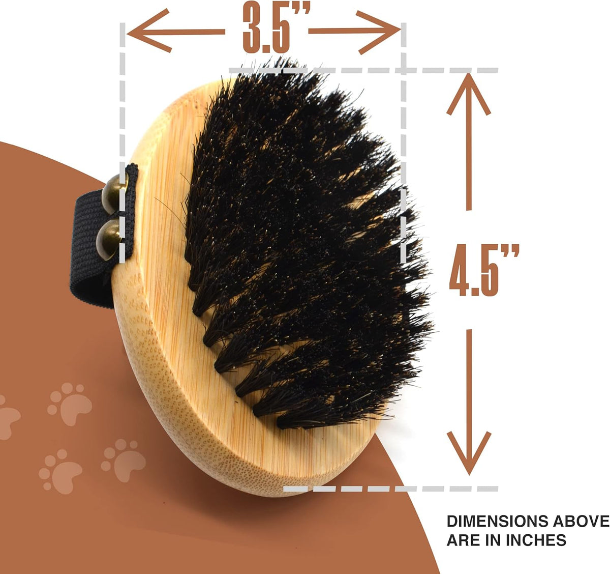 The Buddy System Pet Close Brush, Soft Touch Oval Palm Brush - Bamboo Massage Handheld with Soft