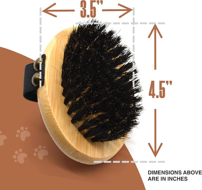 The Buddy System Pet Close Brush, Soft Touch Oval Palm Brush - Bamboo Massage Handheld with Soft
