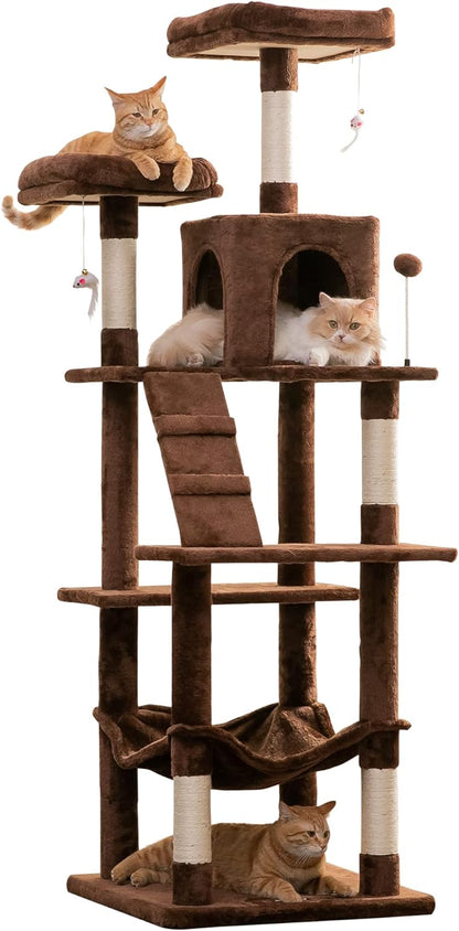 MWPO 70.1-Inch Large Cat Tree, Multi-Level Tall Cat Tower for Indoor Cats, Plush Cat Condo with Big