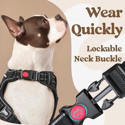 rabbitgoo Dog Harness Medium Sized, No Pull Pet Harness with 3 Buckles, Adjustable Soft Padded Vest