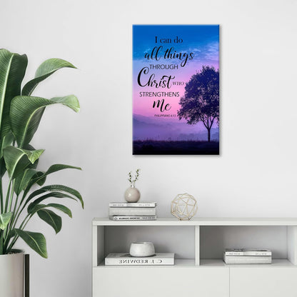 Christian Tree Wall Art I Can Do All Things Canvas Wall Decor Prints Framed Painting Purple