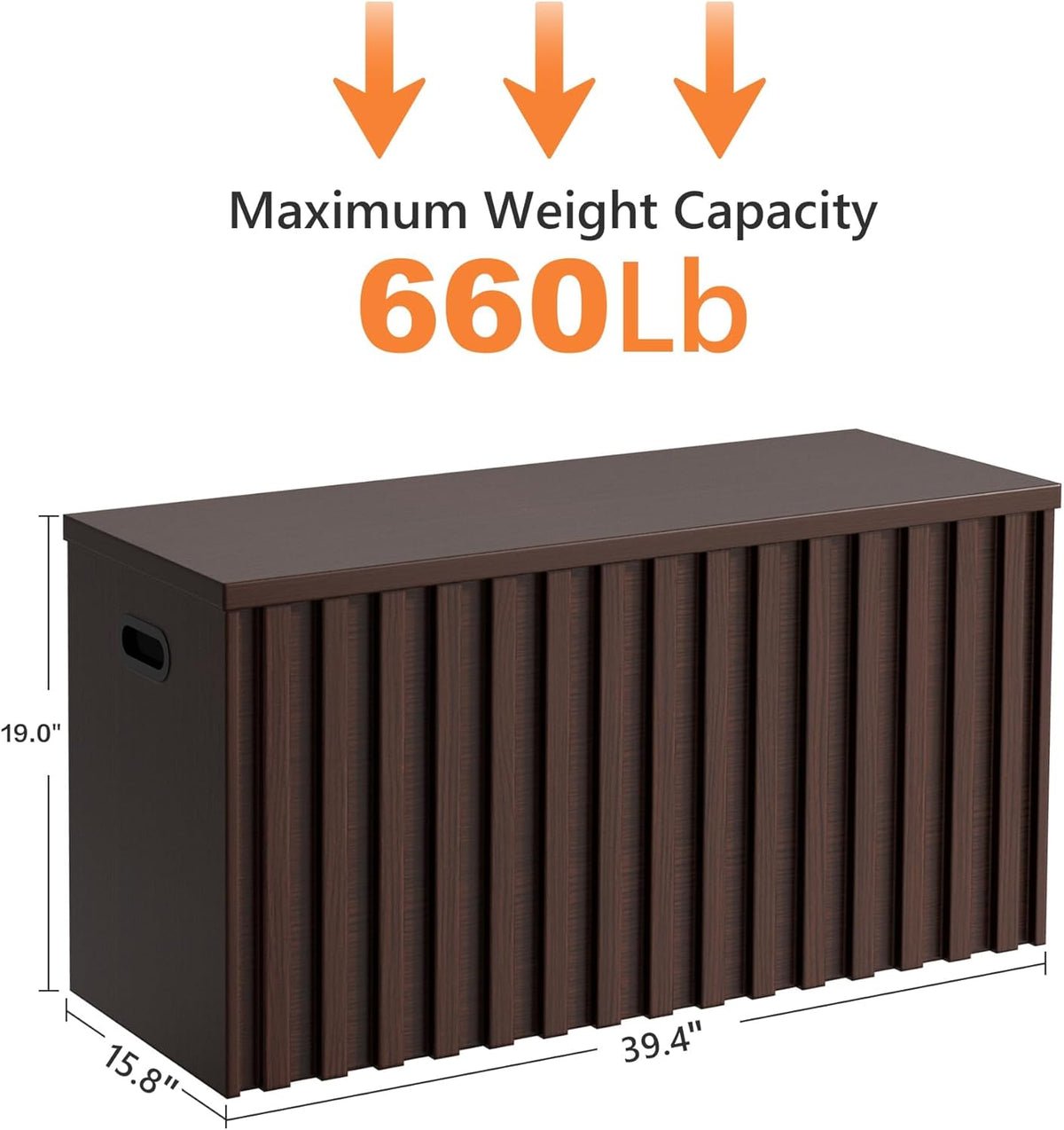 UEV Storage Bench,39.4" Wood Box, Storage Trunk with 2 Safety Hinges, Ottoman Storage Chest, Fluted