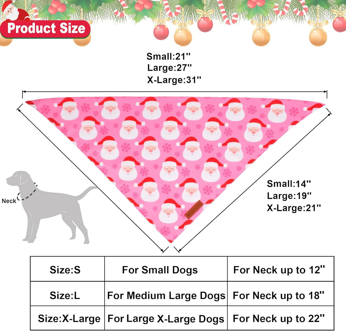 ADOGGYGO Christmas Dog Bandana, Xmas Tree Santa Pet Scarf, Premium Durable Fabric, Adjustable Fit