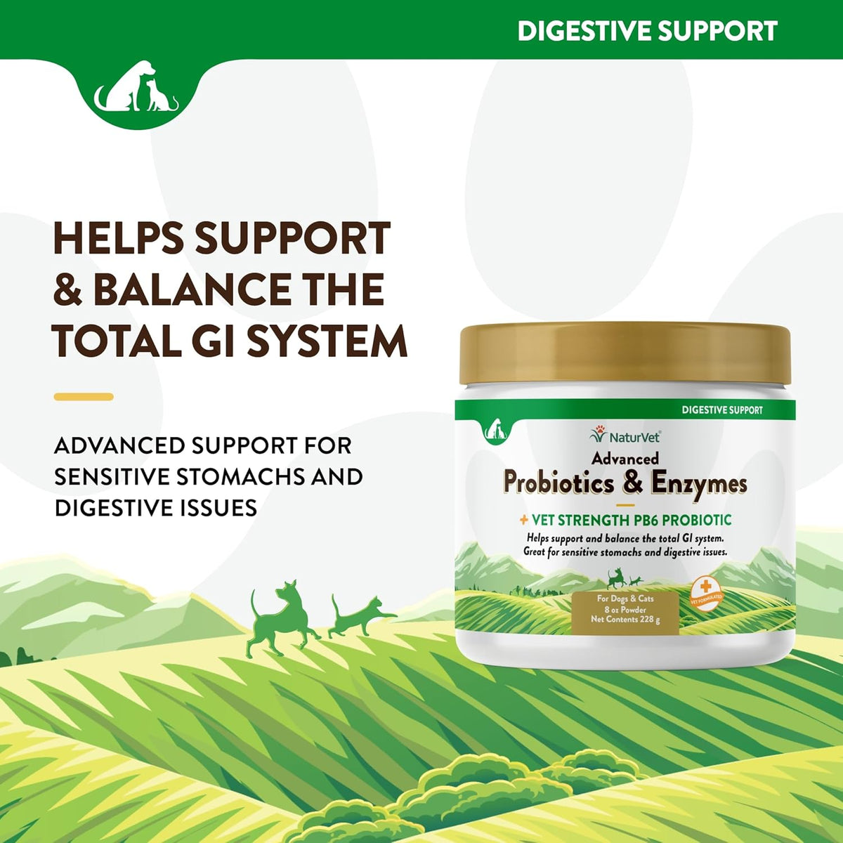 NaturVet – Advanced Probiotics & Enzymes - Plus Vet Strength PB6 Probiotic | Supports and Balances
