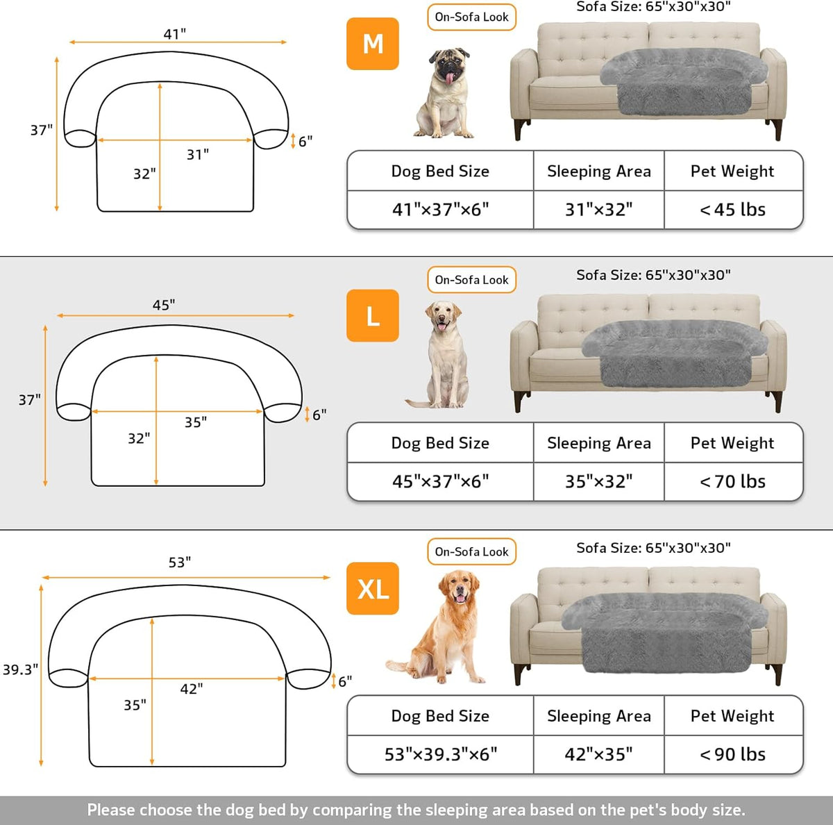 GGIB Calming Dog Bed Fluffy Plush Dog Mat for Furniture Protector with Removable Washable Cover for