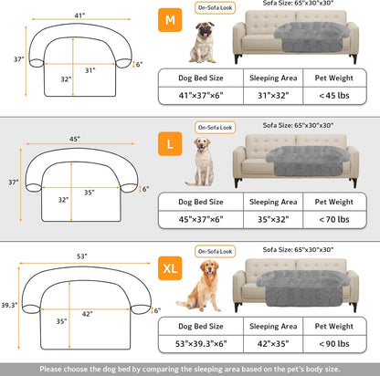 GGIB Calming Dog Bed Fluffy Plush Dog Mat for Furniture Protector with Removable Washable Cover for