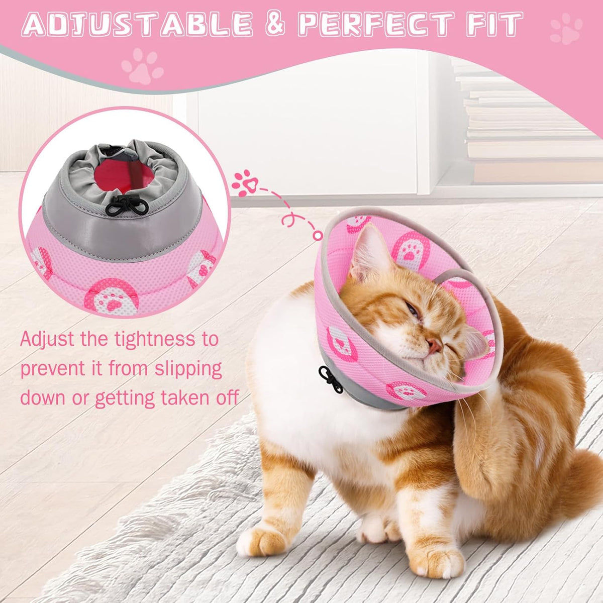 Cat Cone Collar Soft to Stop Licking After Surgery Cat Recovery Collar for Small Large Cats
