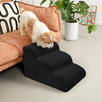 Dog Steps for Small Dogs, 3-Step Pet Ramp Stairs for High Beds and Sofa, Non-Slip Pet Stairs for
