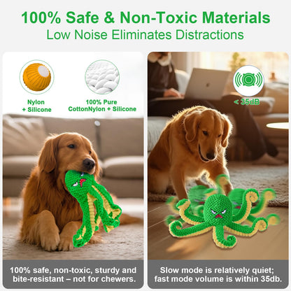Interactive Dog Toys Octopus,Durable Automatic Jumping Dog Toy to Keep Them Busy,Squeaky Moving Tug