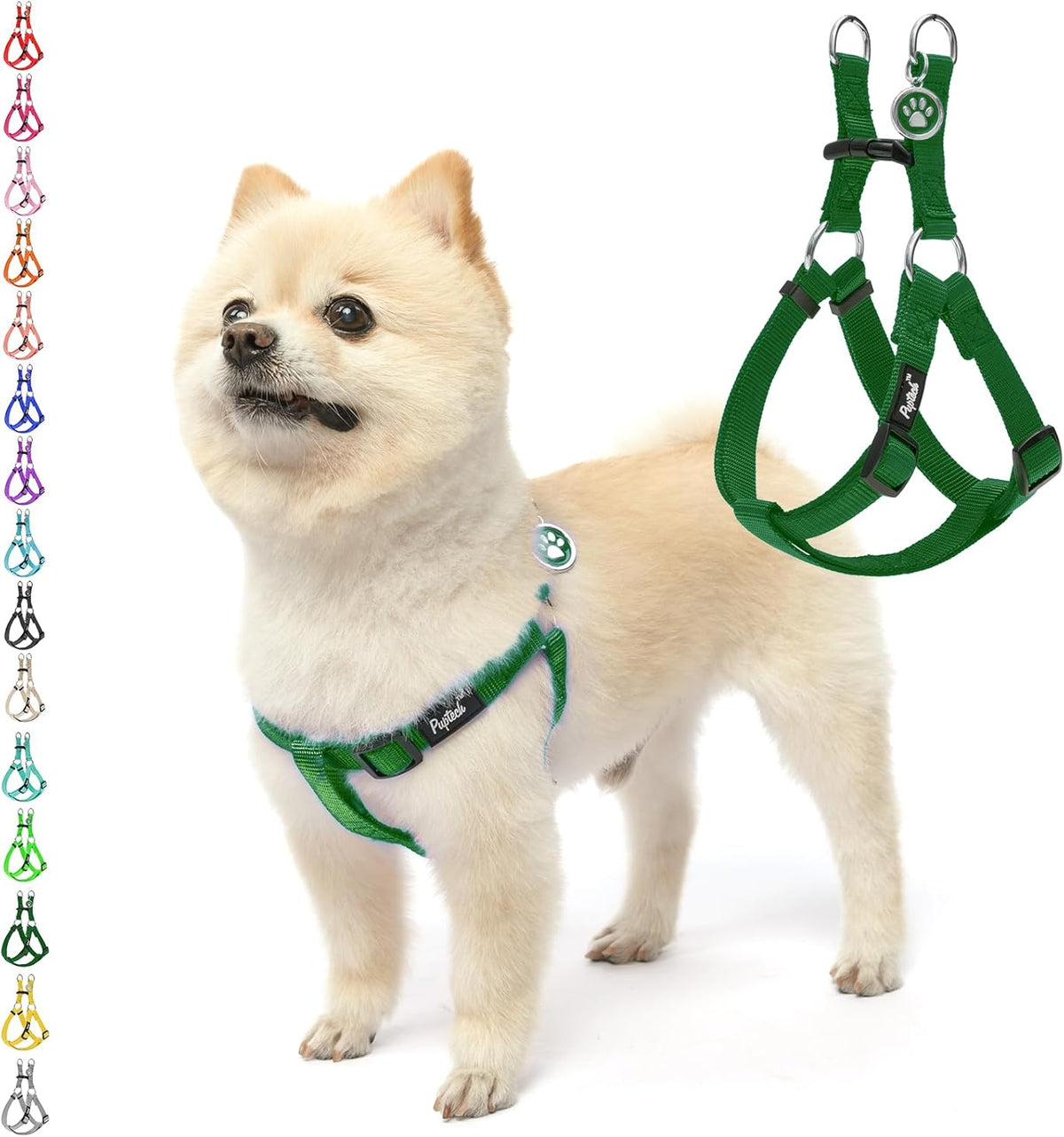 PUPTECK No Pull Dog Harness Soft Adjustable Basic Nylon Step in Puppy Vest Outdoor Walking with ID