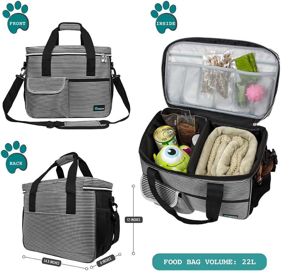 PetAmi Dog Travel Bag - Travel Pet Organizer with Food Container and Bowls, Perfect for Weekend