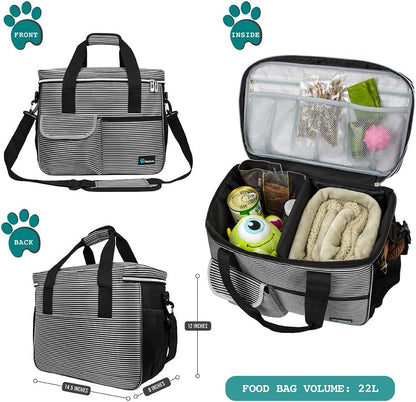 PetAmi Dog Travel Bag - Travel Pet Organizer with Food Container and Bowls, Perfect for Weekend