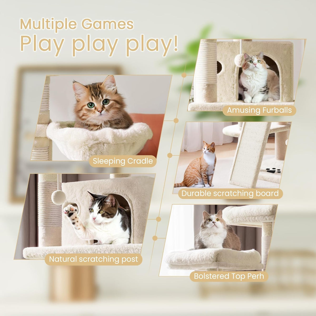 SHA CERLIN 68 Inches Multi-Level Large Cat Tree for Large Kitties/Big Cat Tower with Condo/Cozy