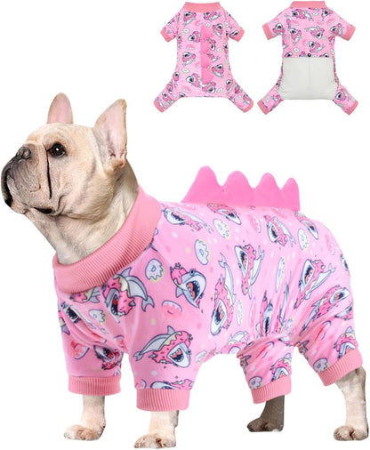 CuteBone Dinosaur Costume Dog Pajamas, Stretchy Spandex Crystal Velvet Sleepwear Coat for Small