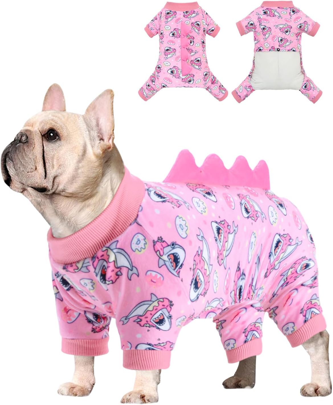 CuteBone Dinosaur Costume Dog Pajamas, Stretchy Spandex Crystal Velvet Sleepwear Coat for Small