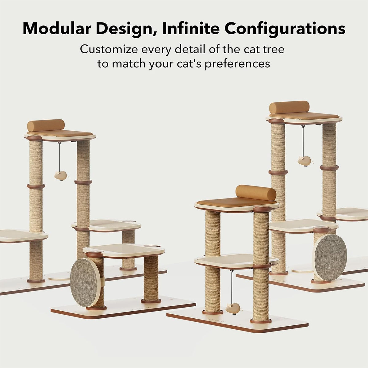 PETLIBRO Infinity Cat Tree Tower for Indoor Cats, Modular Design with Cat Bed, Toy, Felt Pads