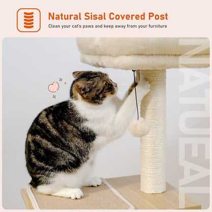PEQULTI Cat Tree Modern Cat Tower for Indoor Cats,Multilevel Cat Play House with Large Condo