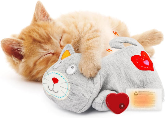 ALL FOR PAWS Heartbeat Cat Plush Toy – Calming Kitten Companion with Realistic Heartbeat, Anxiety