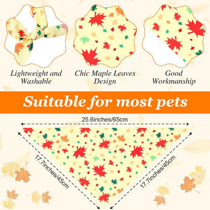 Chunful 100 Pieces Fall Dog Bandanas Bulk Autumn Pet Bandanas with Leaves Patterns Triangle Scarf