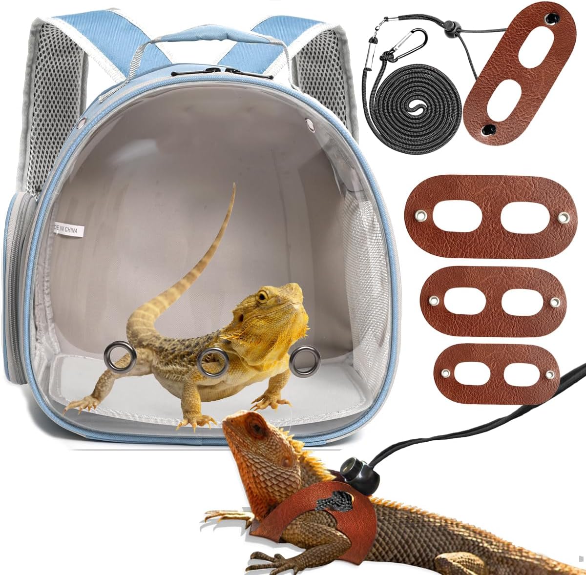 Bearded Dragon Travel Backpack with Harness and Leash Set,Lizard Backpack Travel Carrier,Space