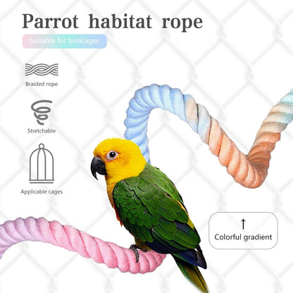 2pcs Gradient Colorful Bird Rope Perch Stand,Bird Cage Climbing Rope Toys Accessories,Bendable