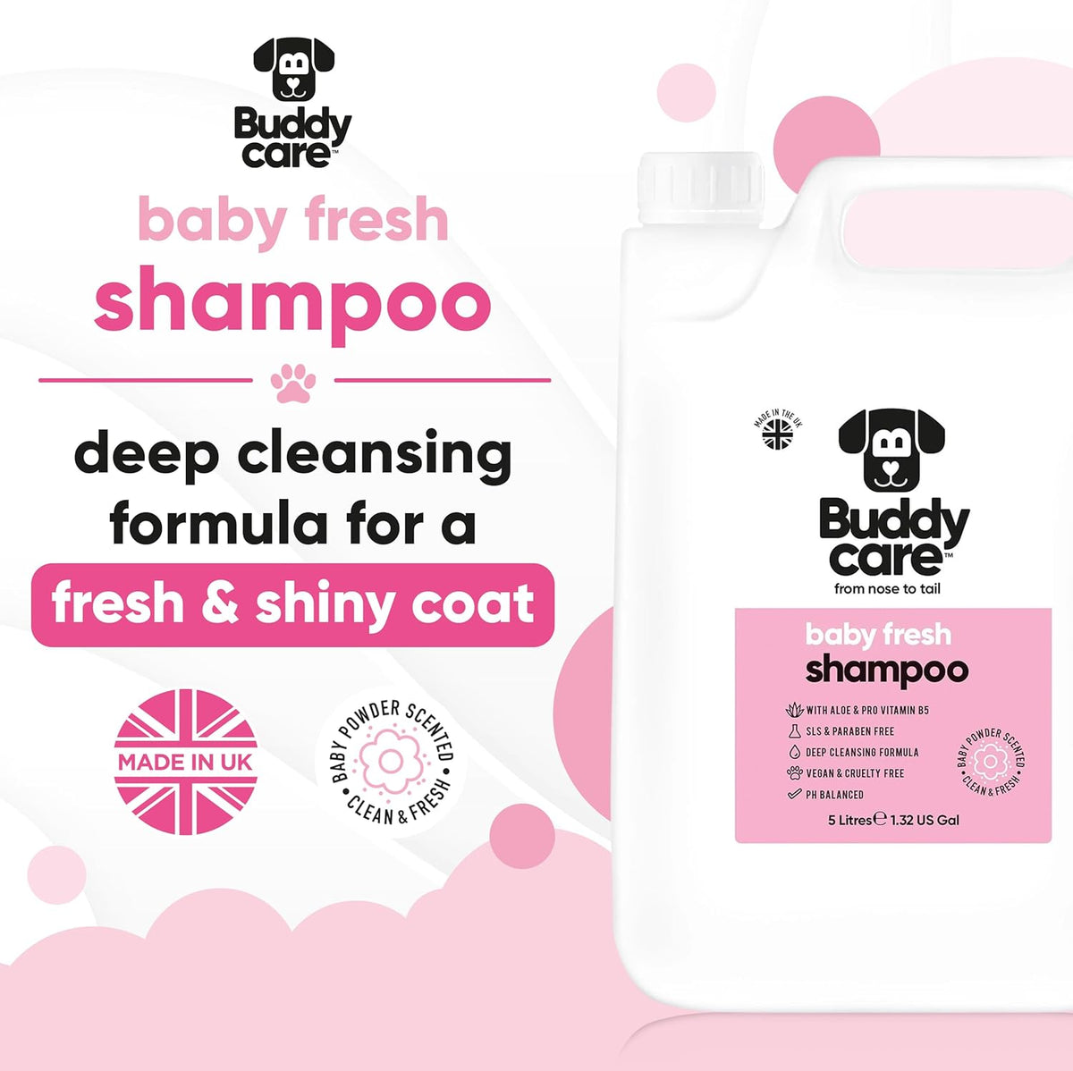 Baby Fresh Dog Shampoo by Buddycare | Deep Cleansing Shampoo for Dogs | Fresh Scented | with Aloe