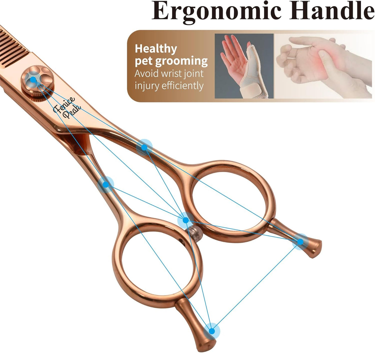 Fenice Peak Professional Dog Grooming Scissors Pet Curved Thinning Shears 7.0'' Extremely Sharp
