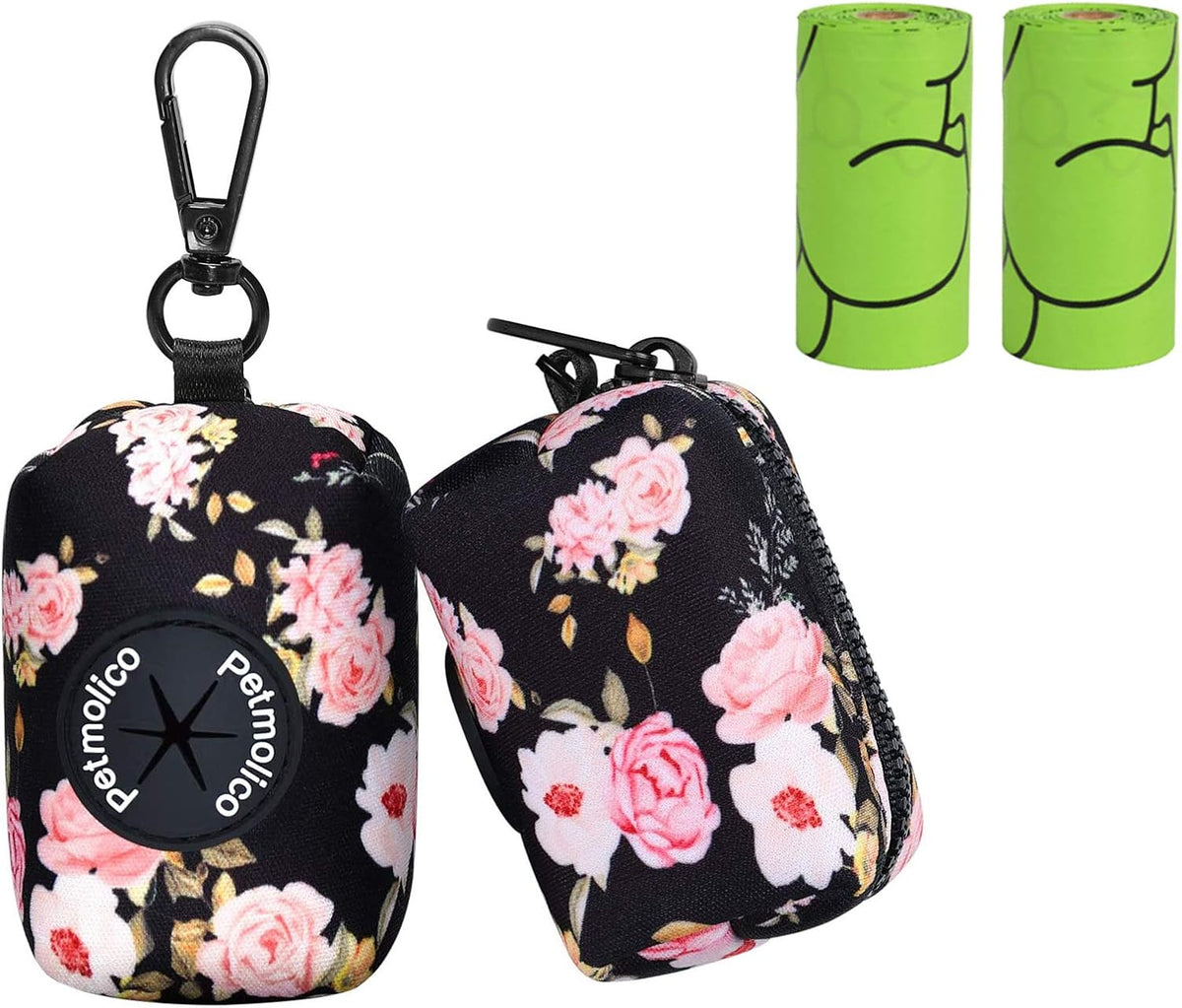 Petmolico Dog Poop Bag Holder Leash Attachment, Waste Bag Dispenser Zippered Pouch, Fits Any Leash