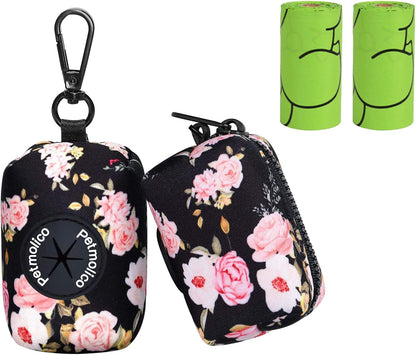Petmolico Dog Poop Bag Holder Leash Attachment, Waste Bag Dispenser Zippered Pouch, Fits Any Leash