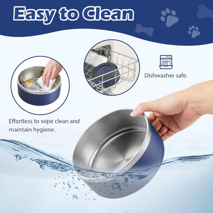 LIANLAI Dog Bowls, Rust-Resistant Stainless Steel Dog Bowls, Spill Proof Double Puppy Dishes for