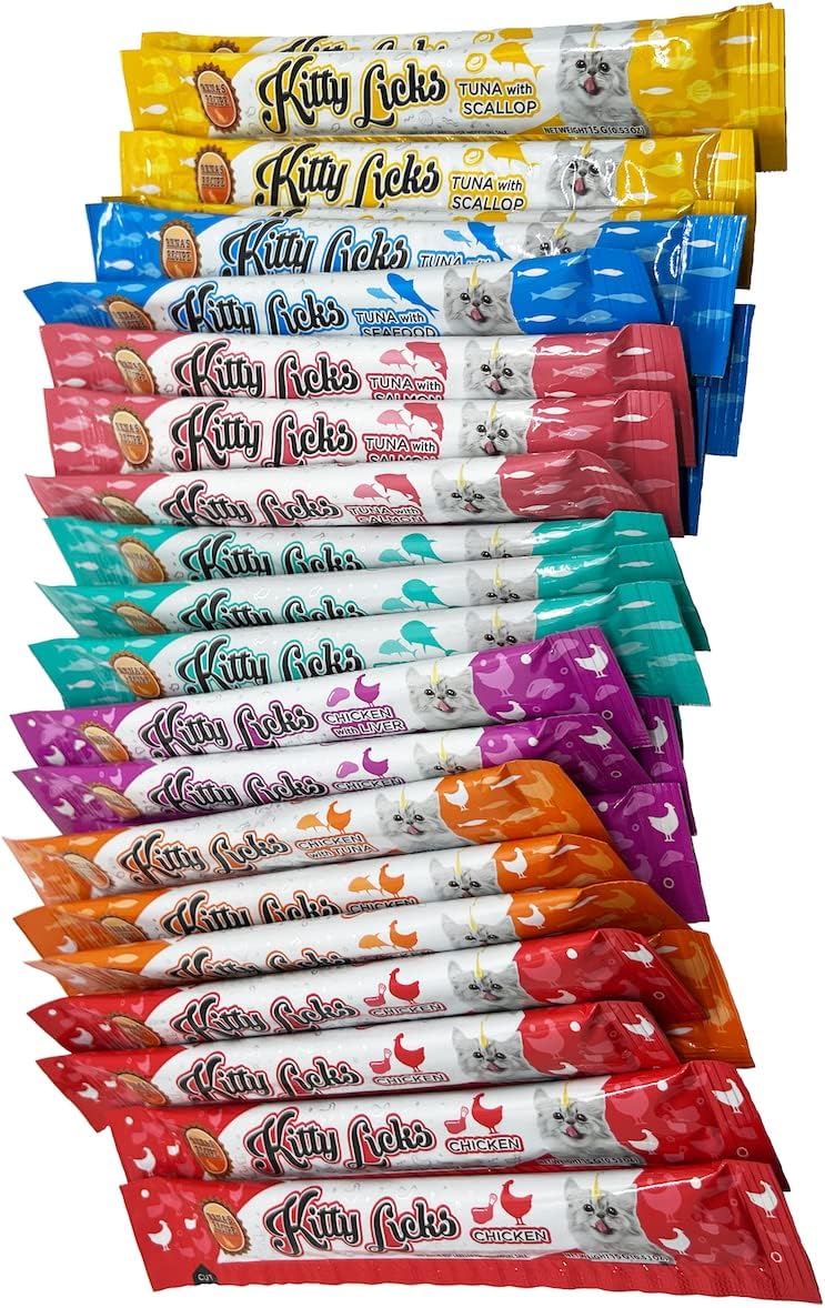 Kitty Licks Chicken and Tuna Varieties (28 Tubes) Chicken and Tuna Varieties 4 Tubes X 7 Flavors