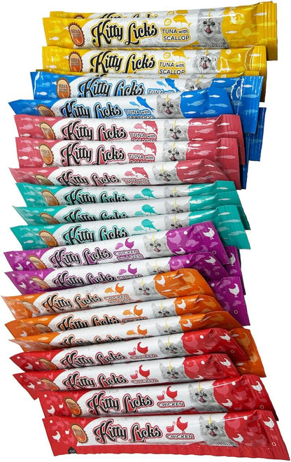 Kitty Licks Chicken and Tuna Varieties (28 Tubes) Chicken and Tuna Varieties 4 Tubes X 7 Flavors