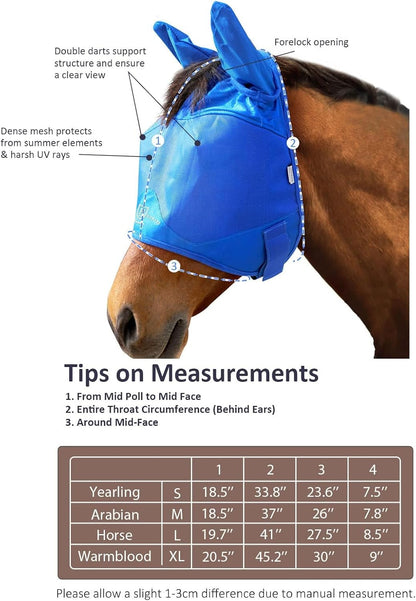 Harrison Howard UV-proof Multi-Function Fabrics Thick Fleece Padding Horse Fly Mask Half Face with