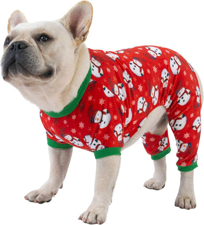 CuteBone Dog Christmas Pajamas Puppy Onesies Small Dogs Soft Pjs Coat Cat Apparel Comfy Pet Clothes