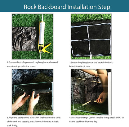 4pcs Rock Terrarium Background,3D Reptile Tank Background Board,Amphibian Stereo Backdrop