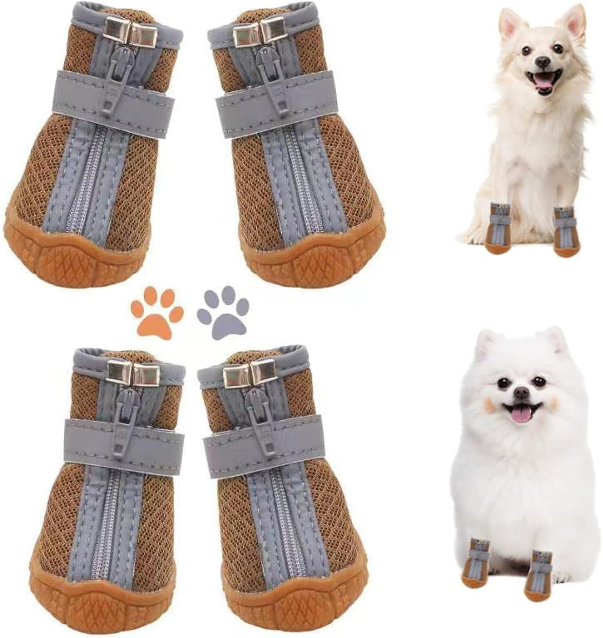 Dog Shoes for Small Dogs, Puppy Dog Boots & Paw Protector for Winter Snow Day, Summer Hot Pavement