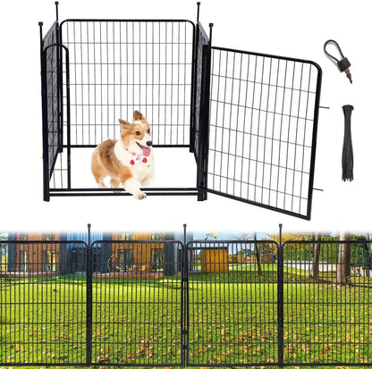 Tall Garden Fence,Wide Gate Low Threshold Fence for Garden, 36in(H) 4 Panels Total 8.9 Ft(L) Animal