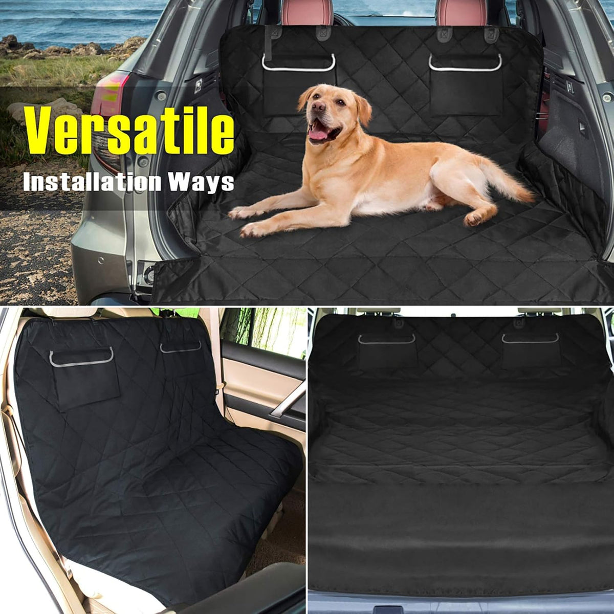 F-color SUV Cargo Liner for Dogs, Waterproof Pet Cargo Cover Dog Seat Cover Mat for SUVs Sedans
