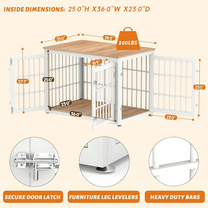 38 Inch Heavy Duty Dog Crate Furniture for Large and Medium Dogs, Decorative Pet House End Table